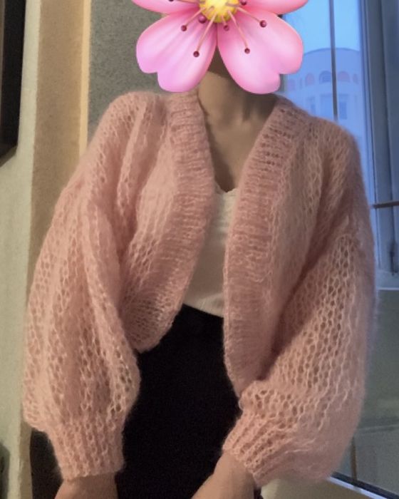 Рожевий кардиган в‘язаний кардиган павутинка хмаринка мохер мохеровий
