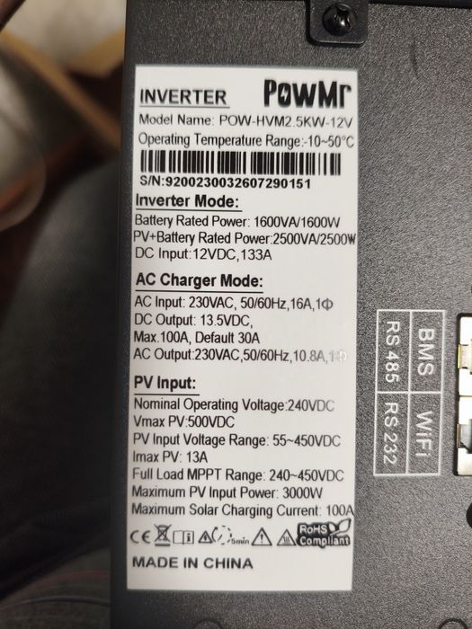 Гібридний інвертор Powmr 12v 2500w