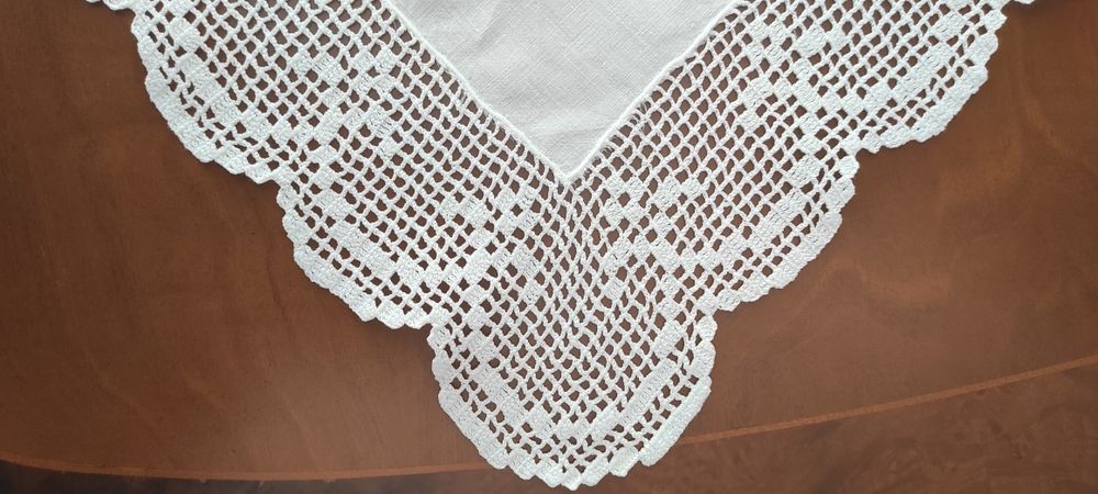 Toalha quadrada de linho fino antigo - Nova