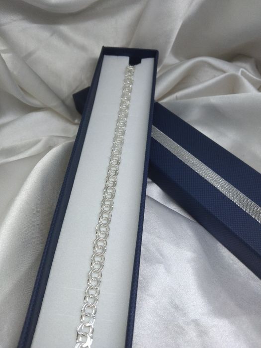 Srebrna bransoletka Garibaldi, próba 925, długość 21 cm