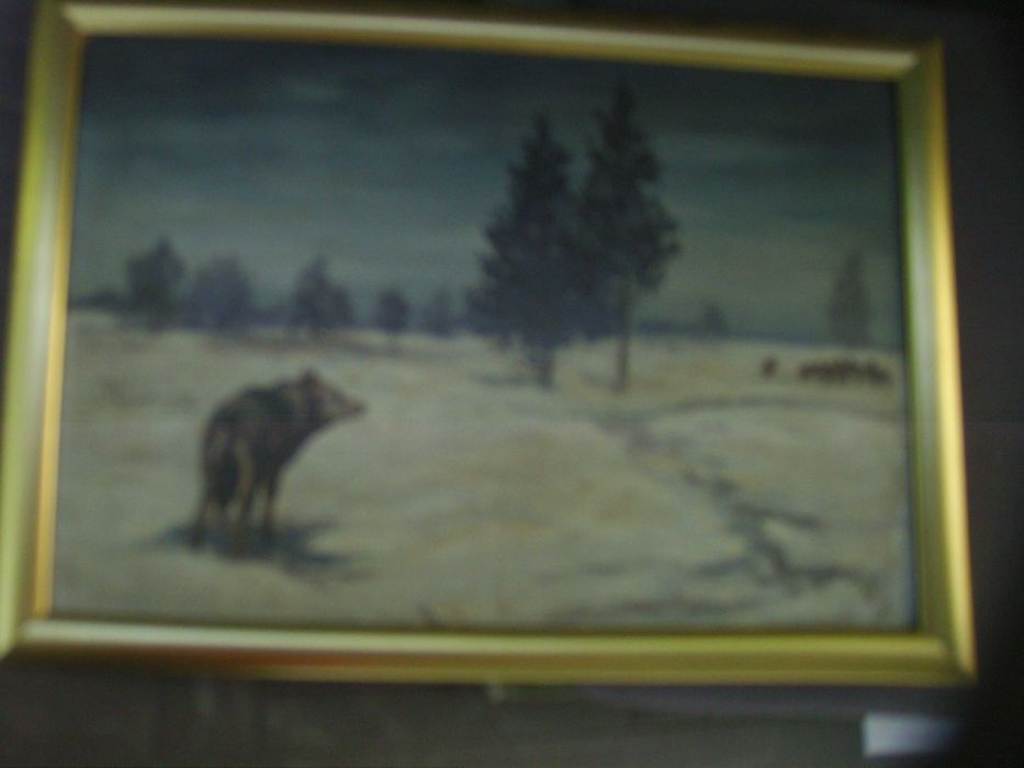 Obraz olejny na płycie z lat 50tych