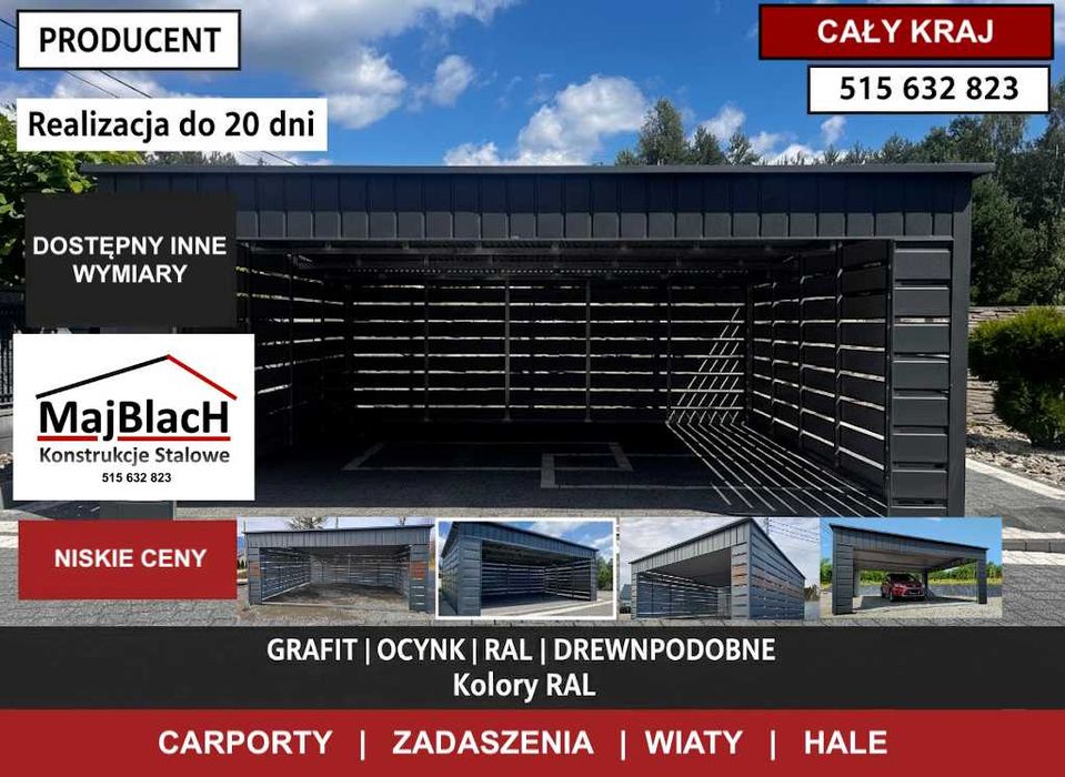 Wiata ZŁOTY DĄB /Hala Garaż / RAL | Montaż Gratis – Maj-BlacH