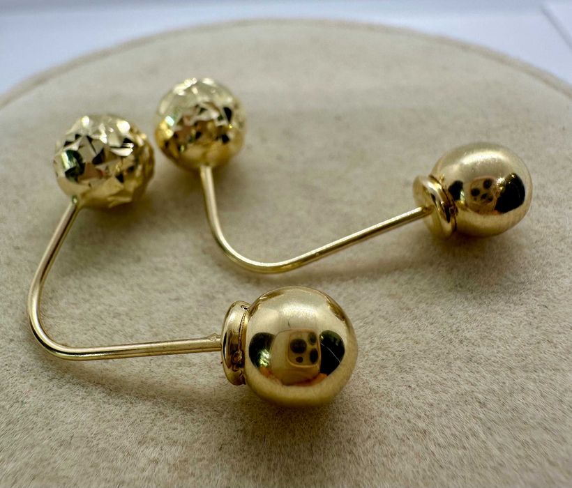 Złote kolczyki podwójne kulki 585 14K ciekawe / NowyLombard NMP 6