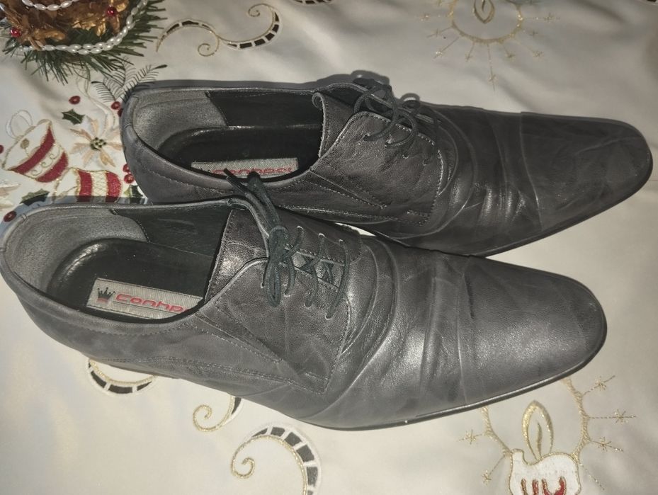 Eleganckie wizytowe skórzane buty męskie. Okazyjnie