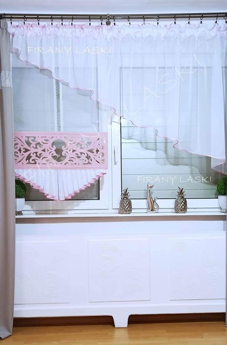 Zestaw panel i firanka Firany Gotowe ażur czarny