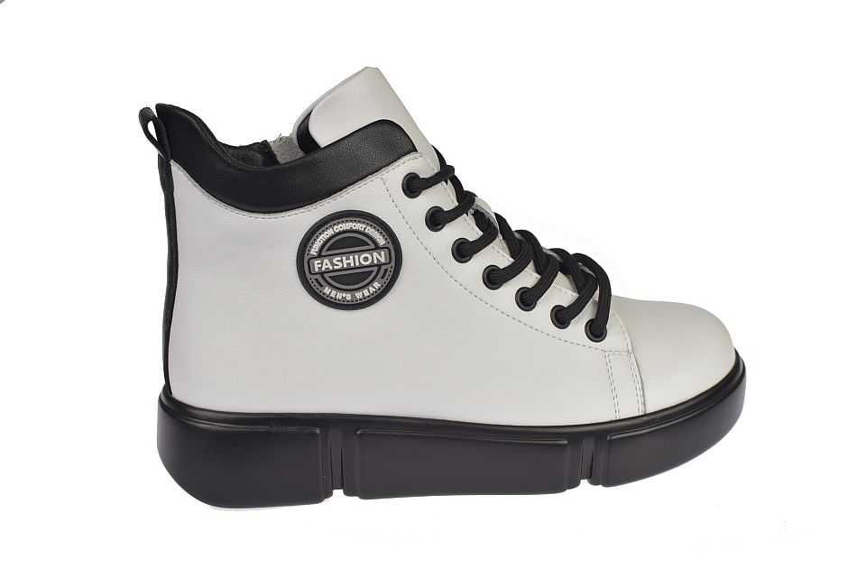 Botki damskie skórzane białe B-3-212 ocieplane zimowe trzewiki roz. 41