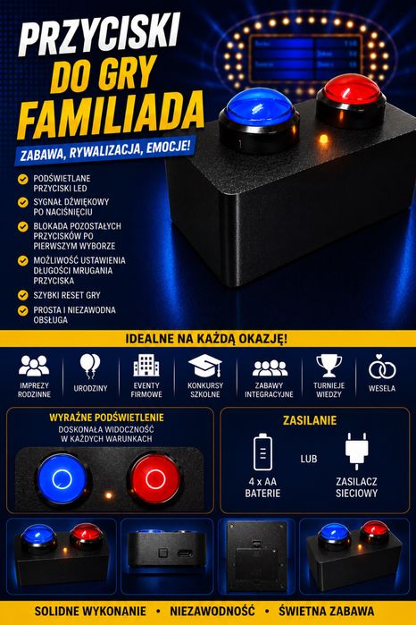 Zestaw przycisków do gry Familiada / teleturniejów / quizów.
