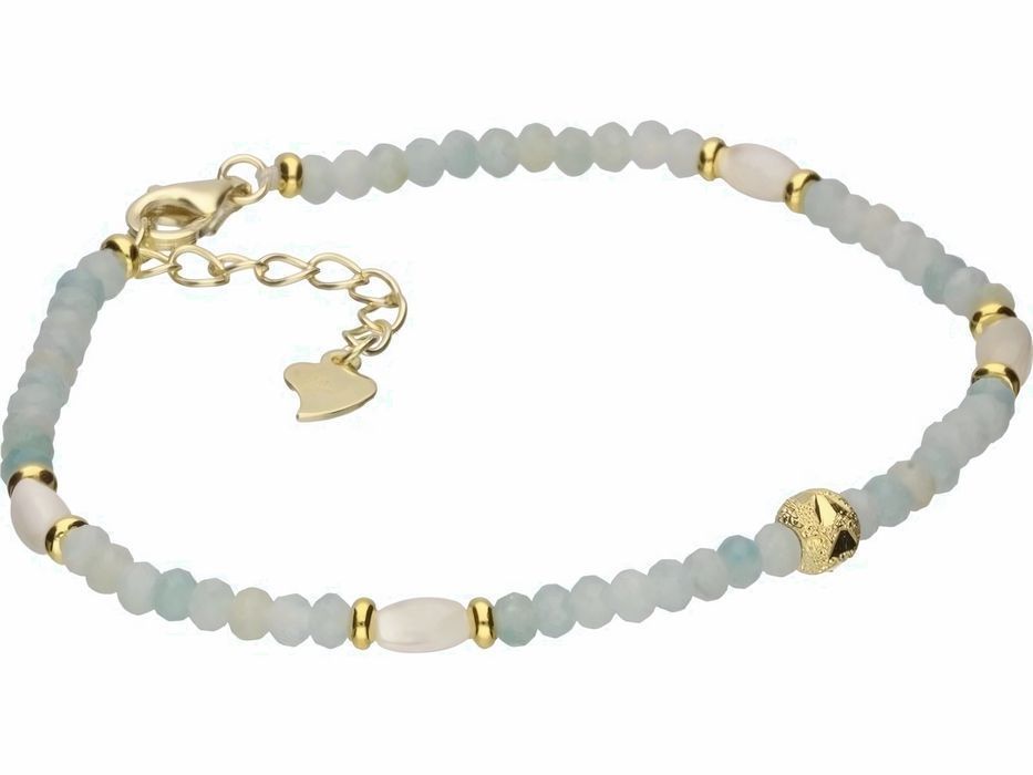 Pozłacana Srebrna Bransoletka Fasetowany Apatyt Biały Agat Cn094Byg