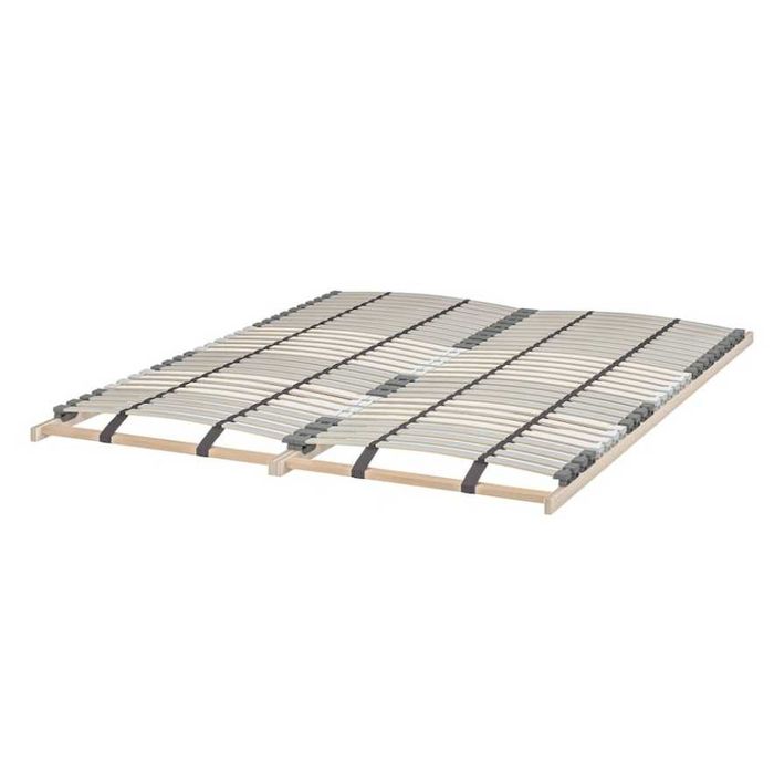 Estrutura de cama, estrado e colchão.