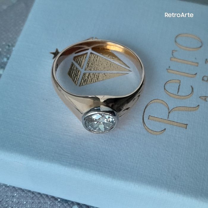 R.15 Antyk Sygnet Art Deco Pierścionek 0.85ct Diament stary WYCENA