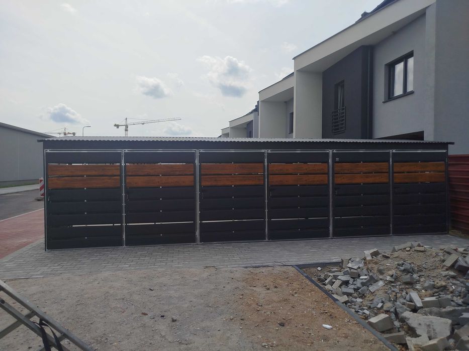 BIAŁA Wiata Śmietnikowa Magazyn ŚMIETNIK  Blaszany Schowek - Maj-Blach