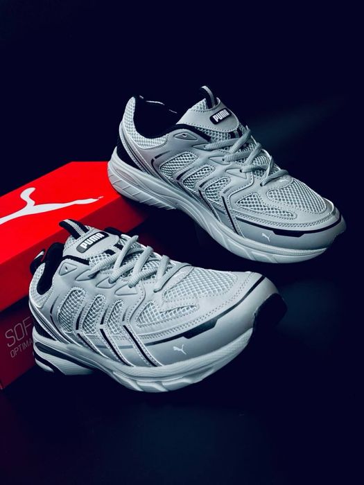 Кросовки пума на летний сезон / прошитые кожей / дышащая сетка / puma мужские кроссовки на каждый день / пума удобные красовки