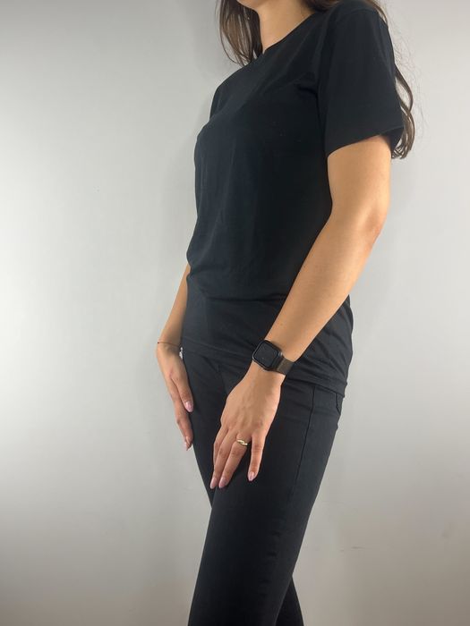 American Apparel bluzka koszulka T-shirt damski bawełniany klasyczny Basic czarny 36 S