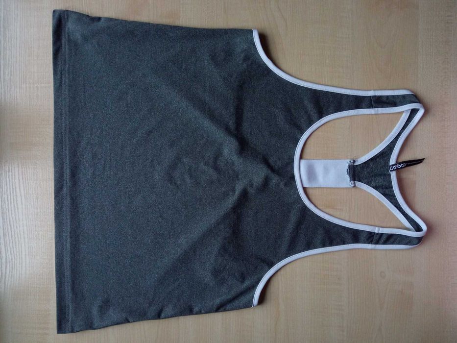 Sportowy top Bluzka na ramiączkach Szara Melanż Cropp 40 L