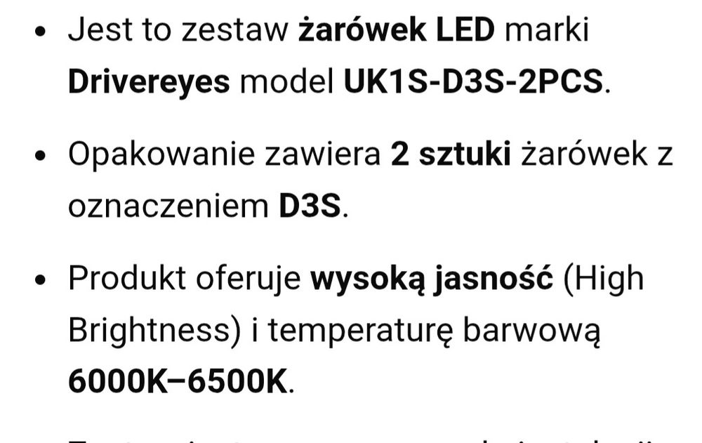 Żarówki ledwo UK1S-D3S-2PCS