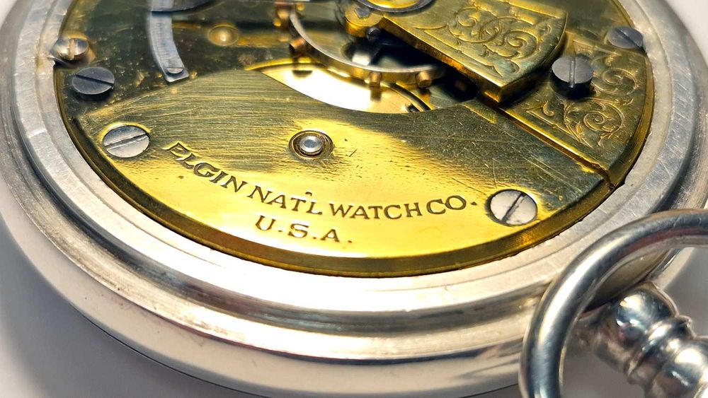 Kieszonkowy ELGIN U.S.A. - Lite srebro Sterling 925 UNIKAT