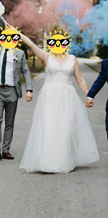 Suknia ślubna szyta na miarę + welon 42/44