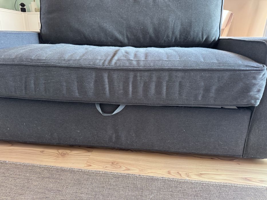 Sofá cama cinzeto/ Azul escuro