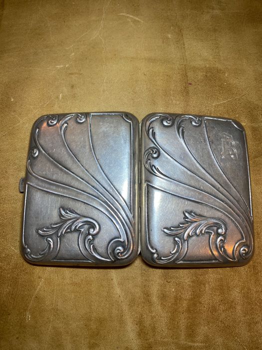 Cigarreira Arte Nova Prata Portuguesa Contrastada Javali 8,5 cm