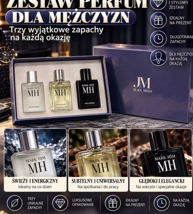 Zestaw 3 perfum męskich Mark Him – 3 różne zapachy 

69zl