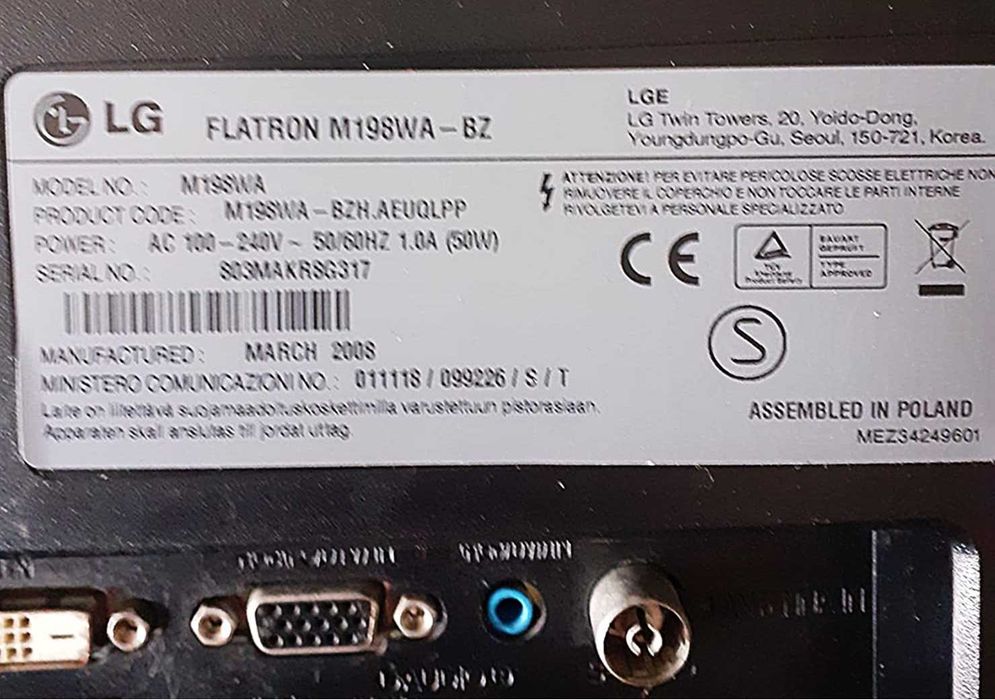Monitor LG M198WA-BZ