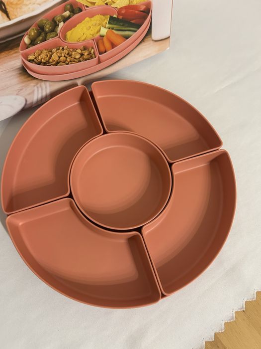 Patera do serowania koralowa  Melamine taca + miseczki nr.8584