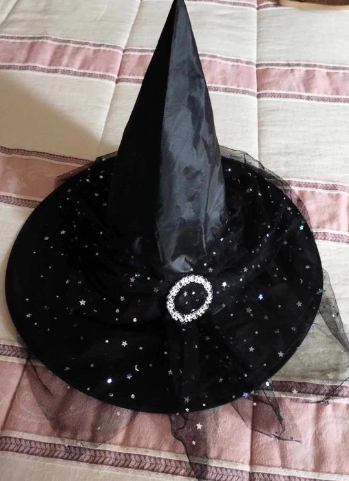 Vestido Halloween Bruxinha 7-10 Anos Chapeu