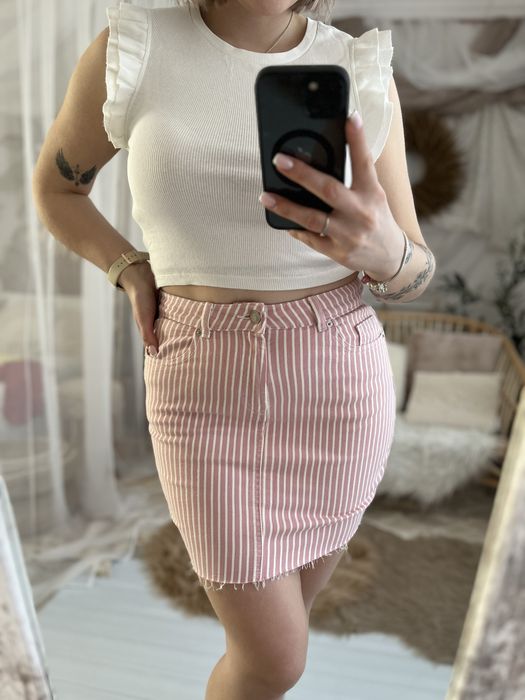 Spodnica ołówkowa w paski jeans