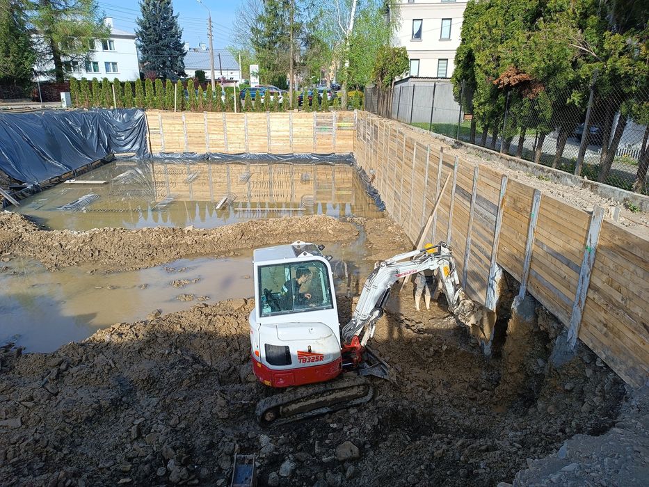 Zabezpieczenie wykopu, larseny, pale CFA, ścianki berlińskie, palisady