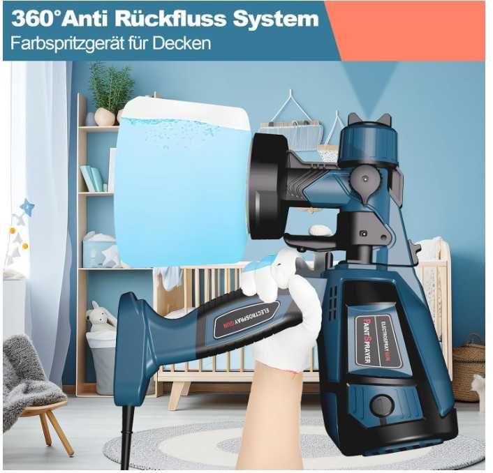 Elektryczny pistolet do malowania 800W, 5 dysz, 1400ml Lutranstra