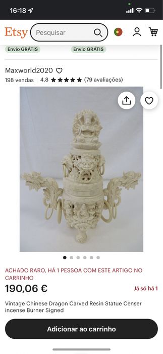 Escultura oriental em resina trabalhada