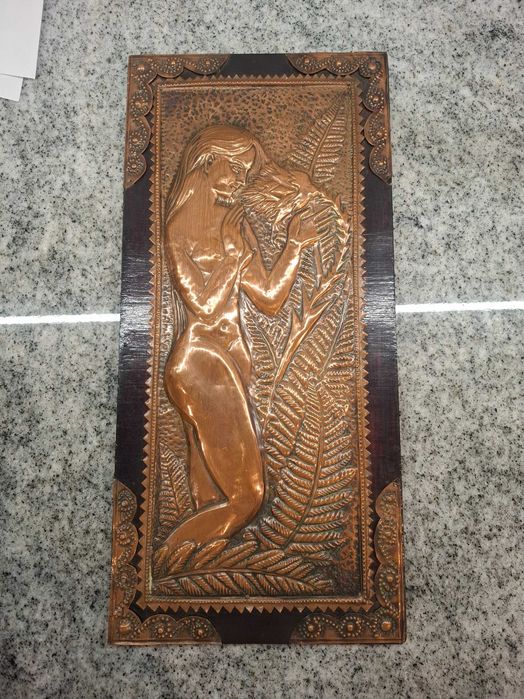 Stary obraz kobieta z kwiatem