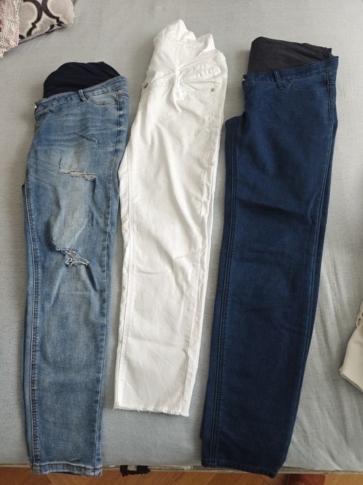 3 pary jeansów ciążowych L/XL