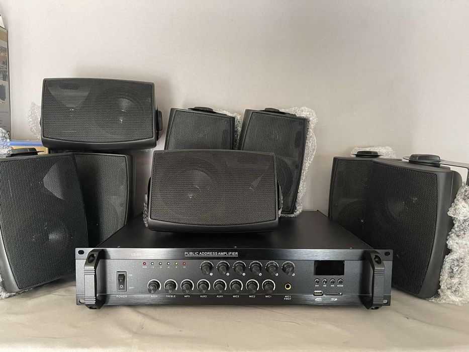 Акустичний комплект трансляційного звуку  підс та 8 колонок( 6 зон)