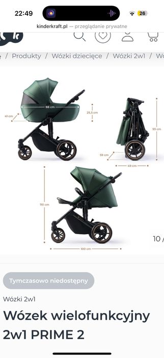 Wózek kinderkraft prime 2 2w1