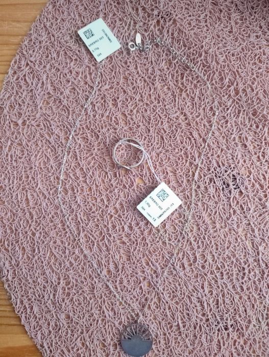 W. Kruk nowy komplet srebrny pierścionek łańcuszek zawieszka