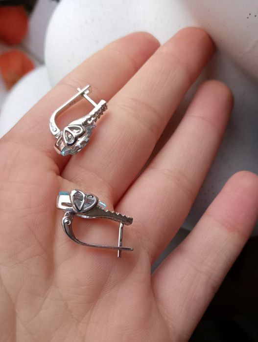 Сережки зі срібла з топазами , срібло 925 проби