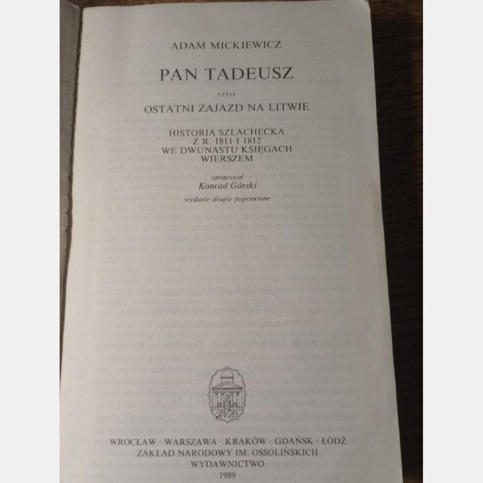 Pan Tadeusz. Adam Mickiewicz