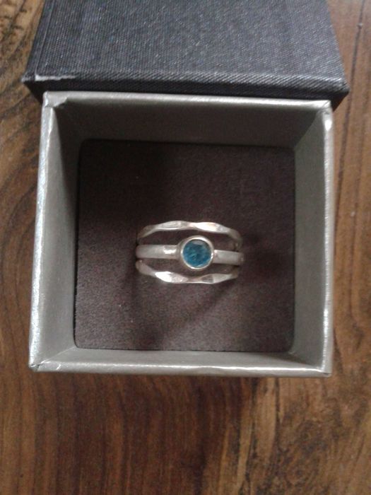 Pierścionek srebrny 3w1 topaz zestaw