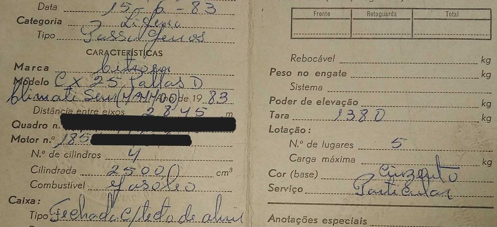 Lote 2x Citroën CX Pallas Diesel 2.5D M25 Mecânicas Completas Peças