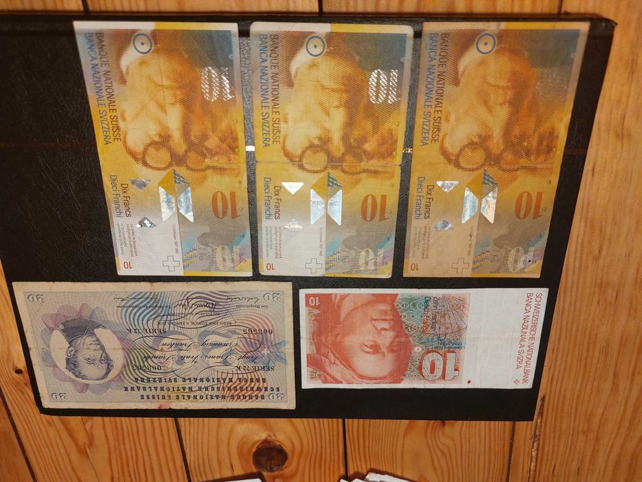 Notas Suiças antigas de colecção