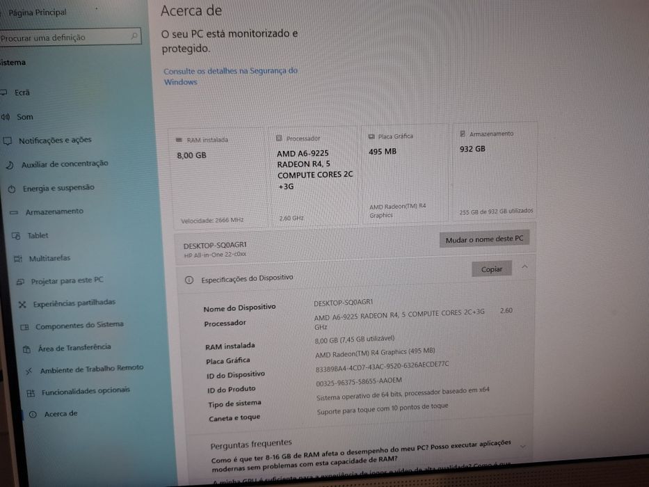 Computador HP All in One