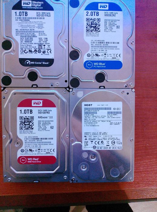 4 Dyski HDD 100% sprawne 1x2TB 2x1TB 1x512GB cena za 4 dyski
