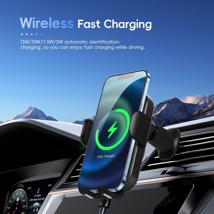 Suporte Carregamento rápido Telemóvel com CARPLAY e Android Auto NOVO