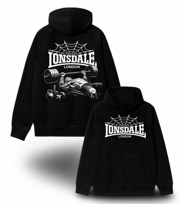 Худи Lonsdale London Fight Logo черное лонсдей кофта толстовка