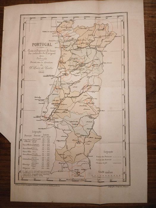 Mapa Portugal - Carte Indiquant le taux des interets de l'argent