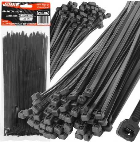 Trytytki Opaski Zaciskowe Kablowe Trytki 2,6x200mm 100szt.