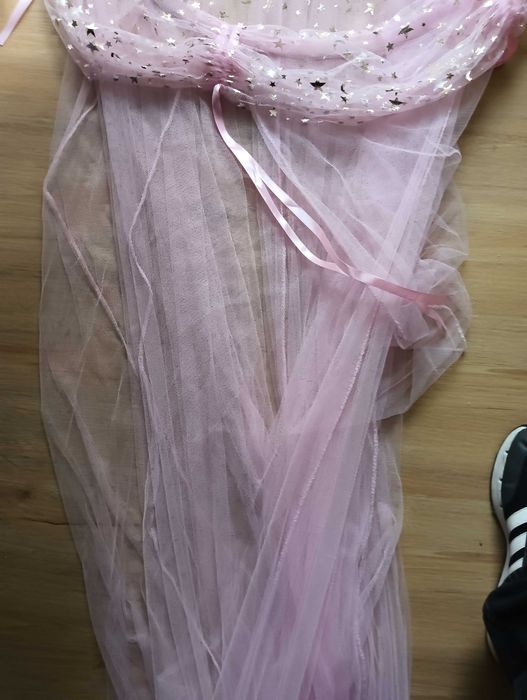 Tule cor de rosa para cama