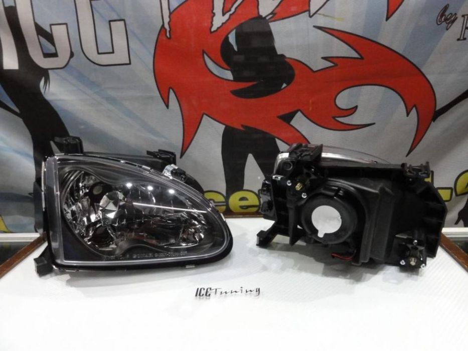 Faróis frontais com lâmpadas HOD 5000k para Honda crx del sol 92-97 Fundo preto JDM look