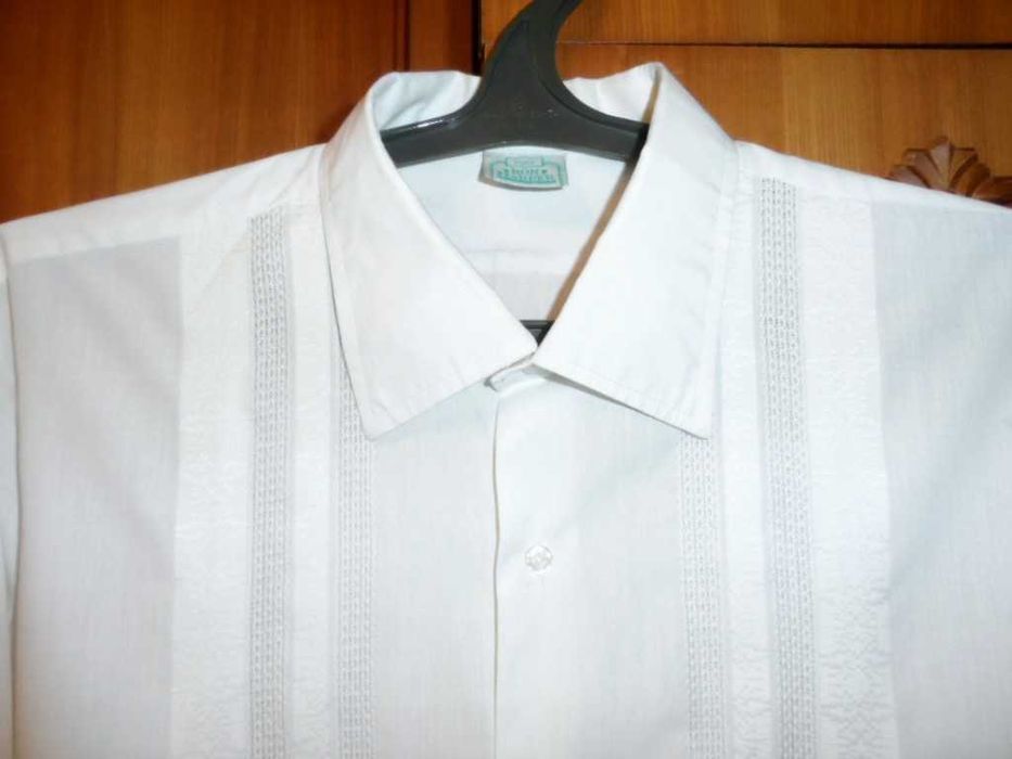 Белая мужская рубашка с вышивкой Ron Harper 50-52-54 100% коттон